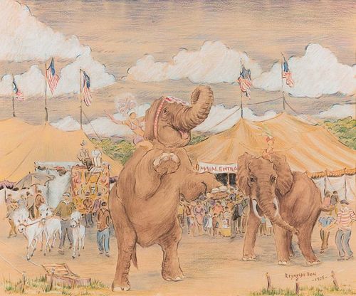 REYNOLDS BEAL, (American, 1866-1951), Two Circus Scenes