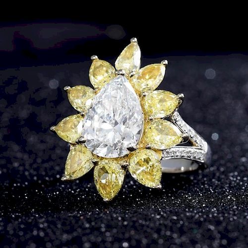 A 3.03-Carat Pear-Shaped Diamond Halo Ring