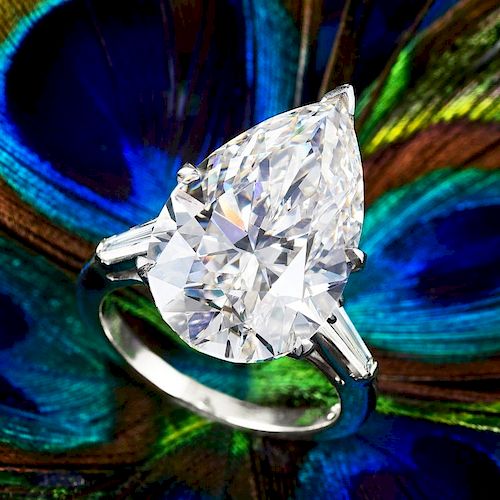 A 10.87-Carat Pear-Shaped Diamond Ring with Jacket