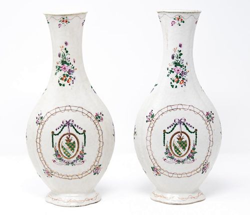 A Pair of Armorial Vases, Chinese Export Porcelain, 18th Century