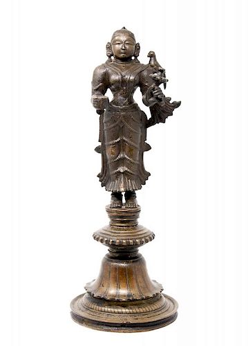 A Signed Bronze Statue Of The Indian God