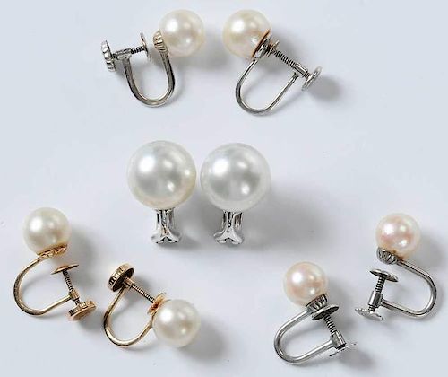 Four Pairs of Pearl Earclips