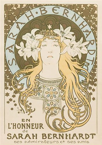 * Alphonse Mucha, (Czech, 1860-1939), Sarah Bernhardt (La plume), 1896