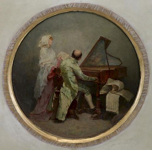 BIANCHI, Mose. Oil on Canvas. "The Music Lesson".