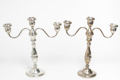 Westmorland Weighted Silver Candleabra, Pair