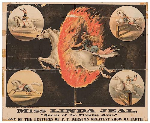 Miss Linda Jeal, “Queen of the Flaming Zone”. One of the Features of P.T. Barnum’s Greatest Show on Earth.