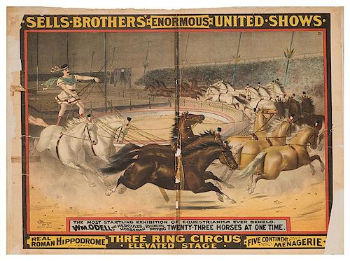 Sells Brothers Enormous United Shows. Wm. O’Dell The Hercules Horseman.