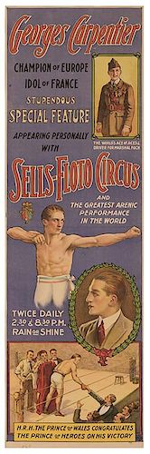 Sells—Floto Circus. Georges Carpentier Champion of Europe, Idol of France.