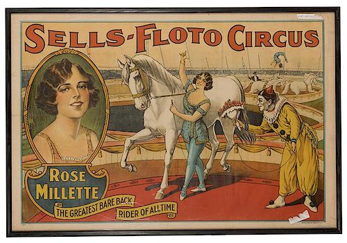 Sells—Floto Circus. Rose Millette The Greatest Bareback Rider of All Time.