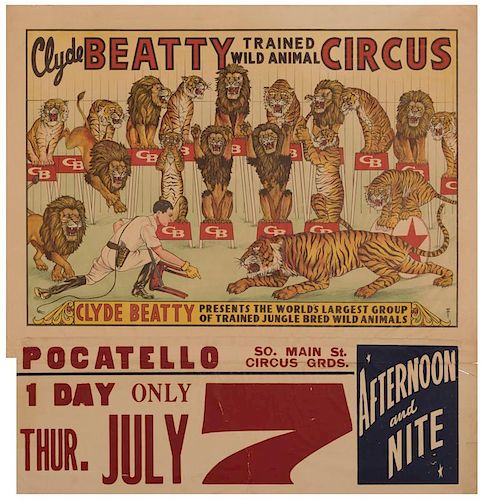 Clyde Beatty Trained Wild Animal Circus Cat Act Poster.