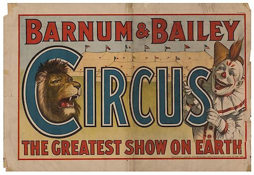 Barnum & Bailey Circus The Greatest Show on Earth Circus Poster.