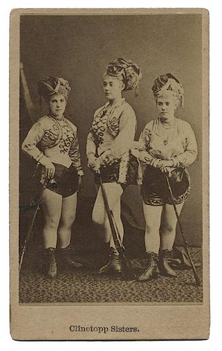 Group of Nine Cabinet Photos and CDVs of Circus and Sideshow Performers.