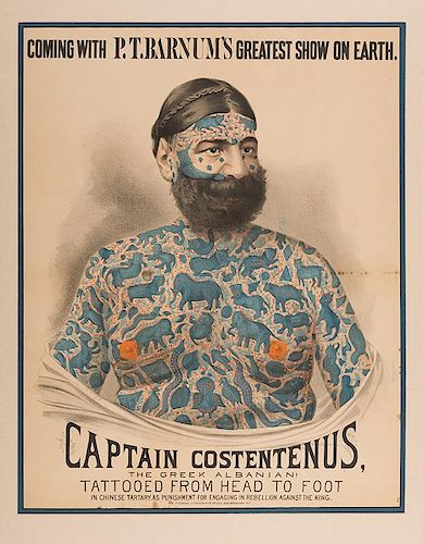 Captain Costentenus the Greek Albanian. Tattooed from Head to Foot.