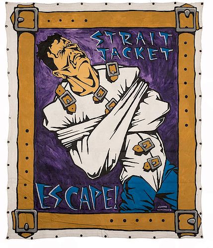 Strait Jacket Escape. Painted Canvas Sideshow Banner.