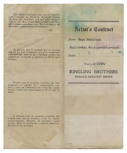Ringling Bros. Contract Signed by Charles Ringling.