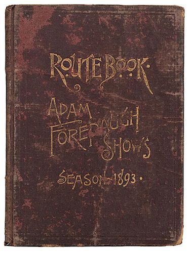 Adam Forepaugh Shows. 1893 Route Book.