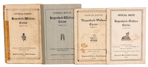 Set of Four Hagenbeck-Wallace Circus Route Books. 1920-1923.