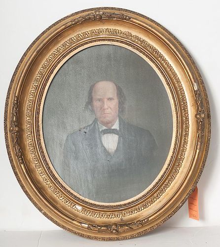 Oil Portrait of a Man in Oval Frame