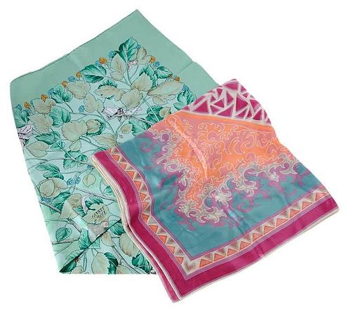 Two Silk Scarves, One by Hermes