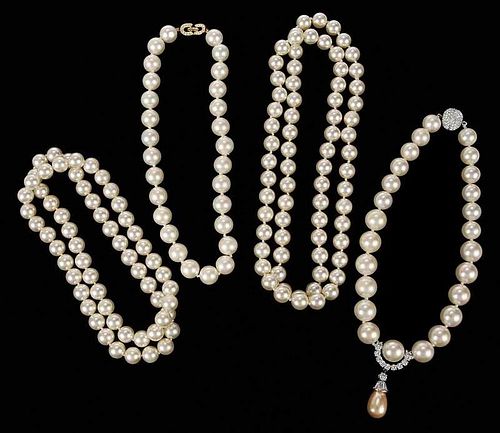 Four Faux Pearl Necklaces