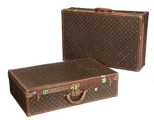 Pair of Louis Vuitton Hard Sided Travel Trunks