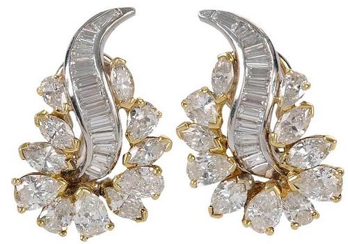 Platinum & 14kt. Diamond Earrings