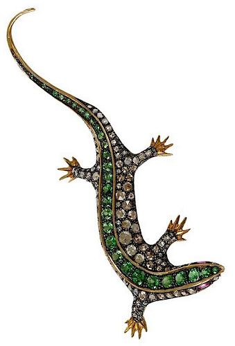 Salamander Gemstone Brooch