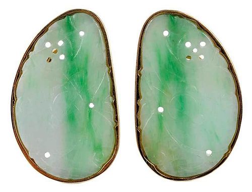 18kt. Carved Jadeite Earrings