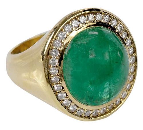 18kt. Diamond & Emerald Ring