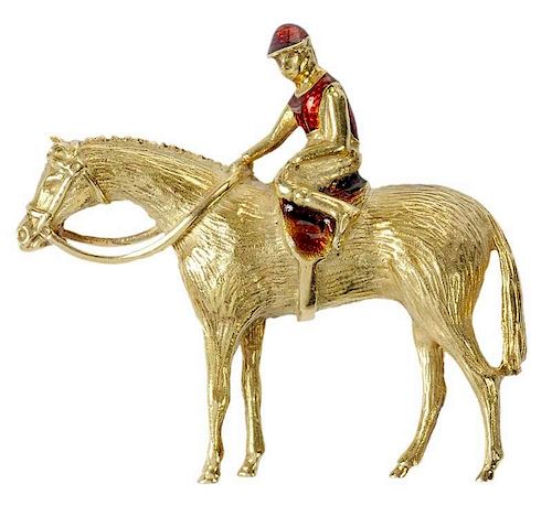 18kt. Equestrian Brooch