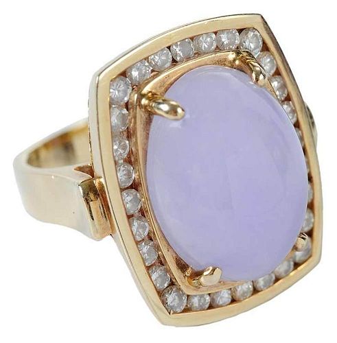 14kt. Lavender Jade and Diamond Ring