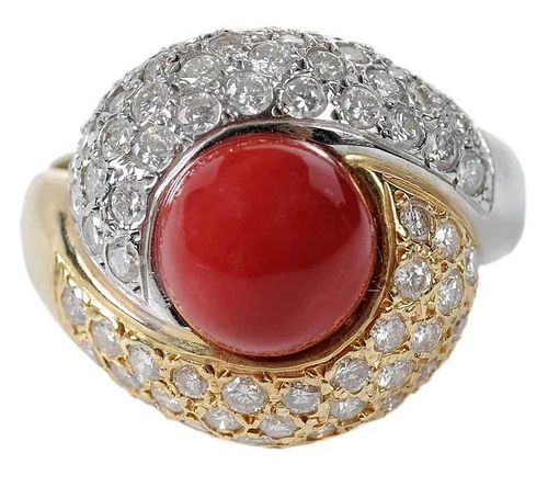18kt. Diamond & Coral Ring