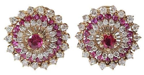14kt. Diamond & Ruby Earrings