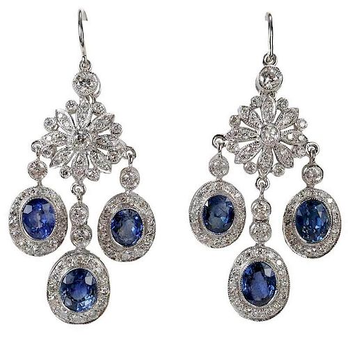 14kt. Diamond & Sapphire Earrings