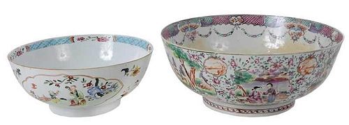 Two Chinese Export Punch Bowls