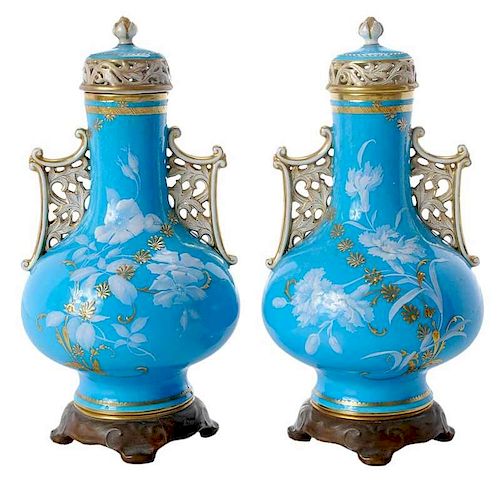 Pair of Mintons Pate-Sur-Pate Vases