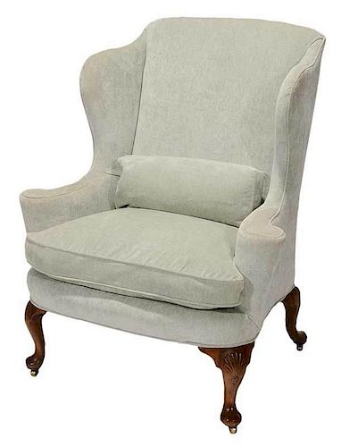 Queen Anne Mahogany Shell Carved Easy Chair