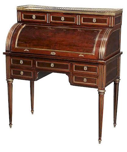 Louis XVI Style Mahogany Cylinder Desk