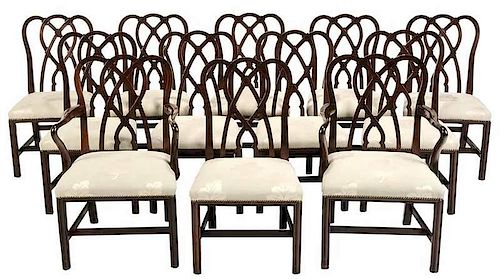 Set 12 Chippendale Style Mahogany Dining Chairs