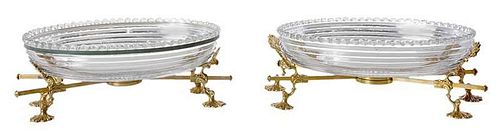 Pair George III Cut Crystal Oval Serving Dishes