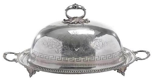Large Silver-Plate Meat Cover and Tray