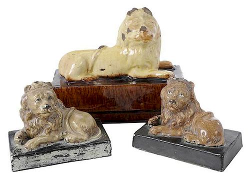 Three British Ceramic Lion Figures