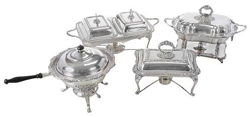 Four Silver-Plate Entree Dishes