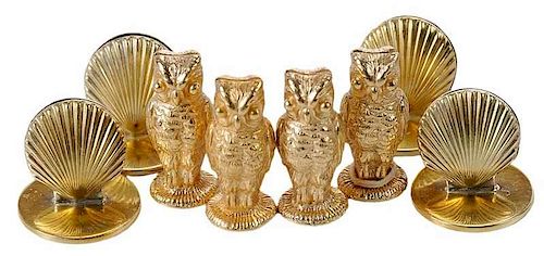 Tiffany Shell and Napier Owl Place Card Holders