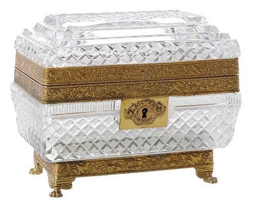 French Cut Crystal Box with Bronze Mounts