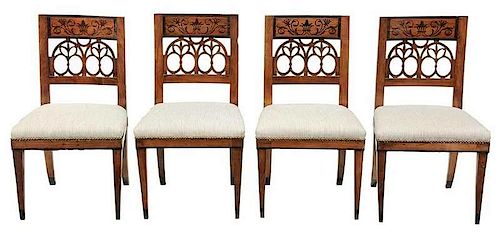 Set of Four Biedermeier Inlaid Side Chairs