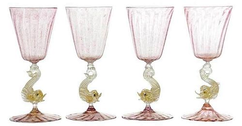 Fourteen Venetian Glass Water Goblets