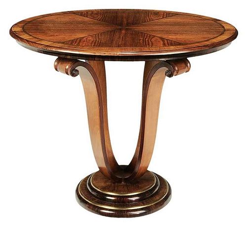 Art Deco Rosewood and Walnut Center Table