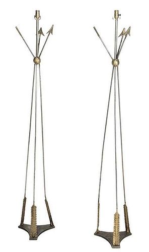 Pair Neoclassical Style Arrow Form Floor Lamps