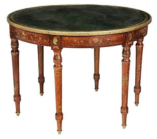 Adam Style Leather Top Library Table